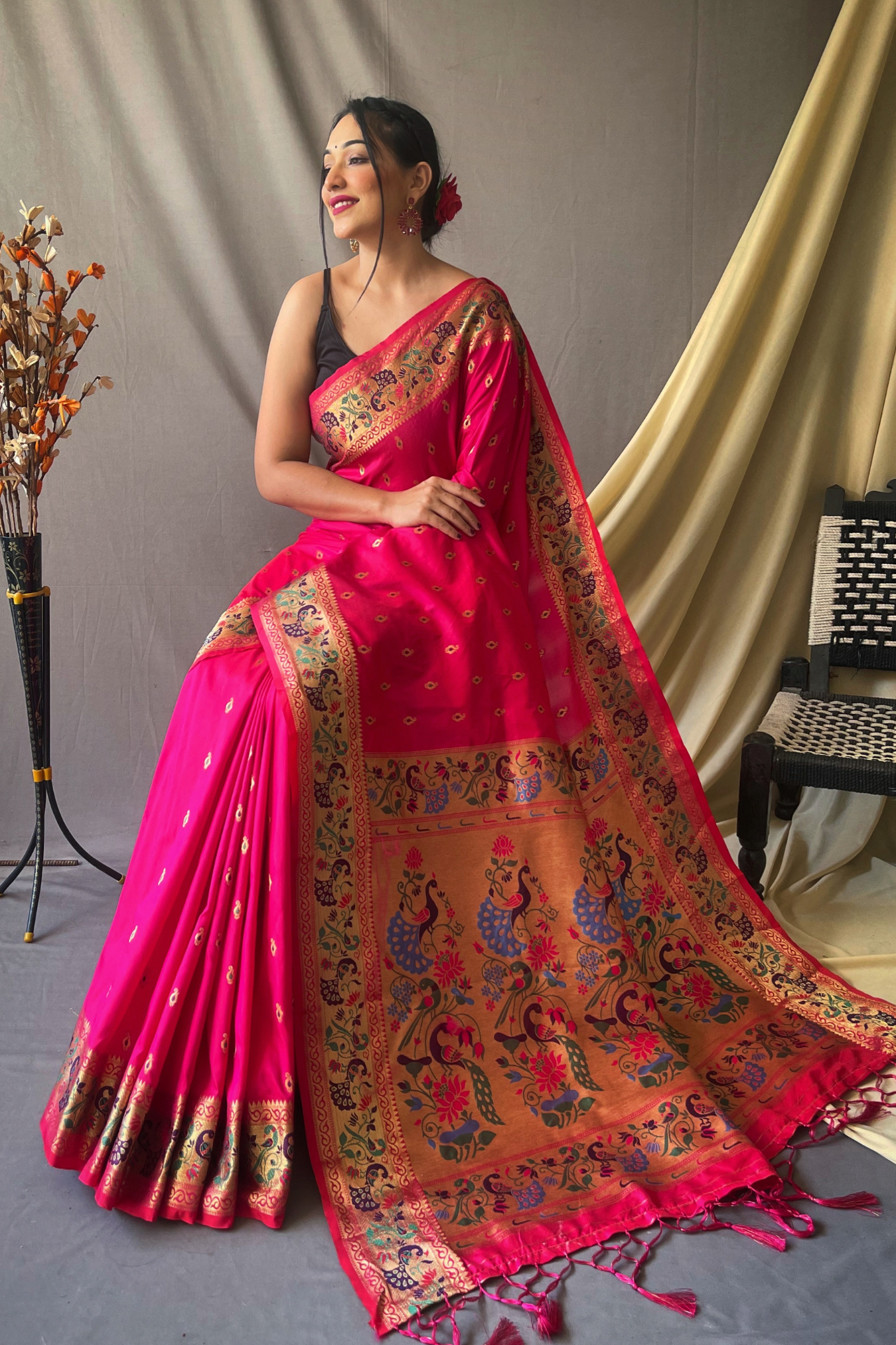 Paithani Soft Silk Saree With Blouse Piece