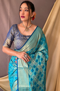 Meenakari Woven Patola Silk Saree With Blouse Piece