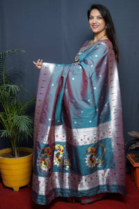 Zari Woven Paithani Soft Silk Saree With Blouse Piece  3 reviews