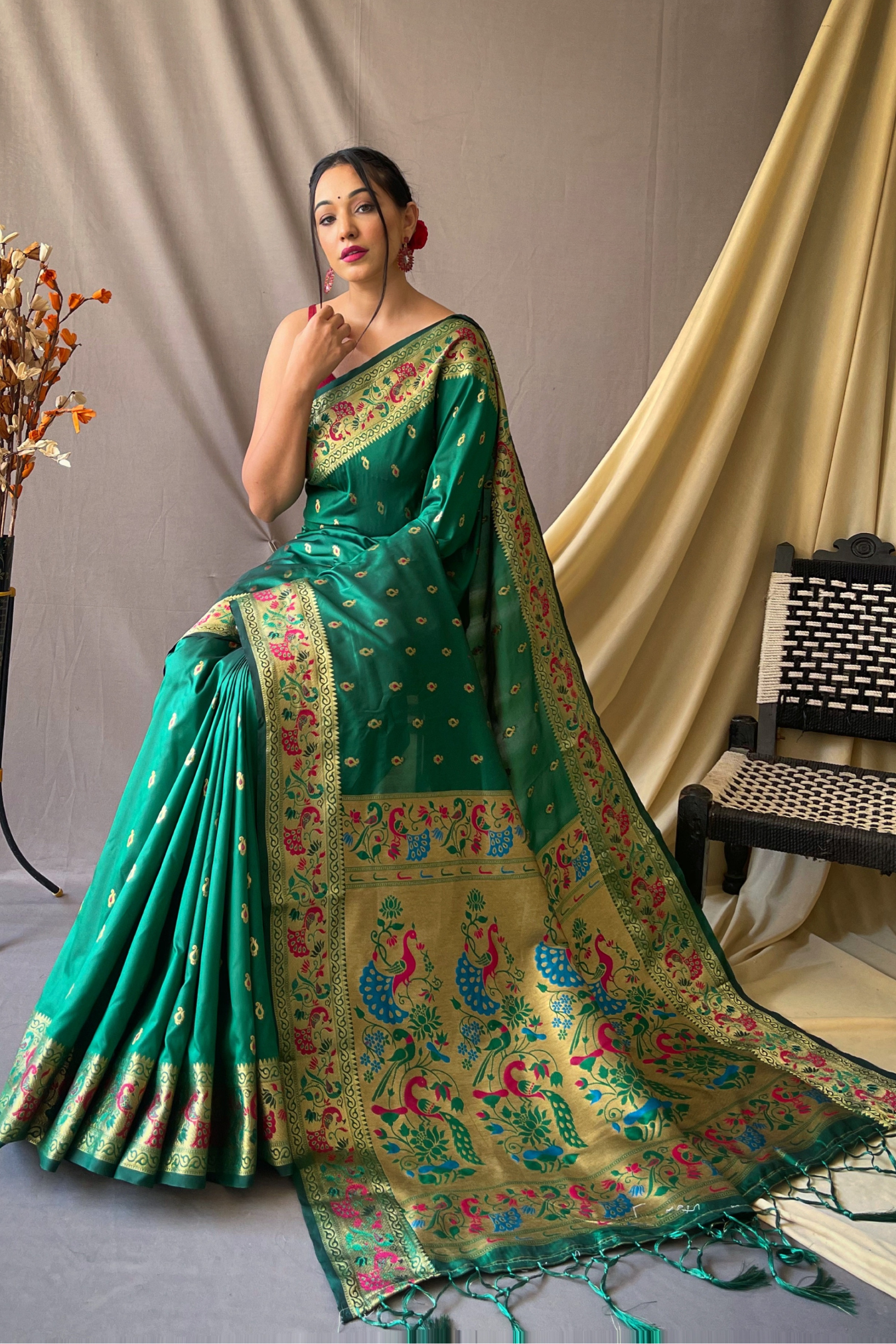 Paithani Soft Silk Saree With Blouse Piece