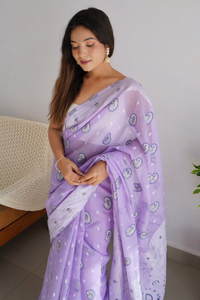 Jacquard Woven Cotton Linen Silk Saree With Blouse Piece