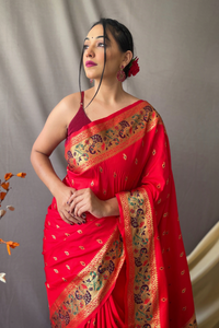 Paithani Soft Silk Saree With Blouse Piece