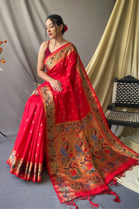 Paithani Soft Silk Saree With Blouse Piece