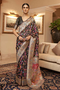 Kashmiri Weaving Silk Saree With Indian Rich Pallu