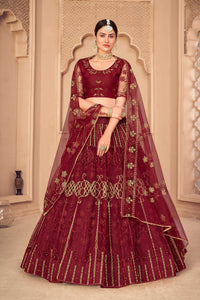 Floral Embroidered Flared Lehenga Choli Set with Dupatta